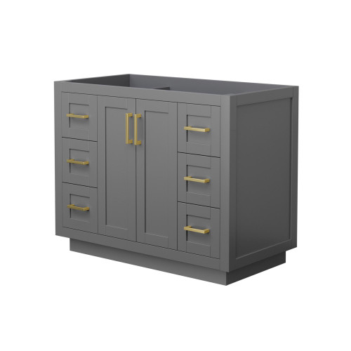 Wyndham WCF292942SGGCXSXXMXX Miranda 42 Inch Single Bathroom Vanity in Dark Gray, No Countertop, No Sink, Brushed Gold Trim