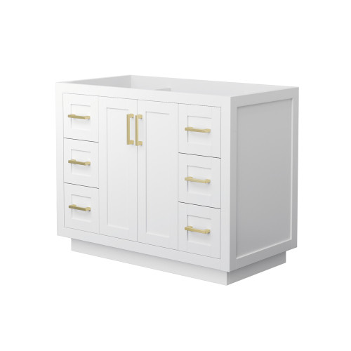 Wyndham WCF292942SWGCXSXXMXX Miranda 42 Inch Single Bathroom Vanity in White, No Countertop, No Sink, Brushed Gold Trim