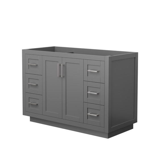 Wyndham WCF292948SKGCXSXXMXX Miranda 48 Inch Single Bathroom Vanity in Dark Gray, No Countertop, No Sink, Brushed Nickel Trim