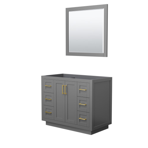 Wyndham WCF292942SGGCXSXXM34 Miranda 42 Inch Single Bathroom Vanity in Dark Gray, No Countertop, No Sink, Brushed Gold Trim, 34 Inch Mirror