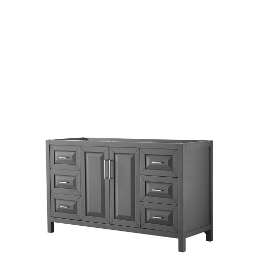 Wyndham WCV252560SKGCXSXXMXX Daria 60 Inch Single Bathroom Vanity in Dark Gray, No Countertop, No Sink, and No Mirror