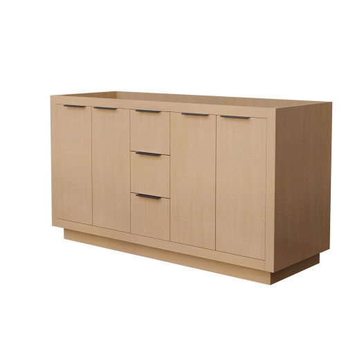 Wyndham WCF282860DLBCXSXXMXX Maroni 60 Inch Double Bathroom Vanity in Light Straw, No Countertop, No Sink, Matte Black Trim