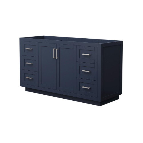 Wyndham WCF292960SBNCXSXXMXX Miranda 60 Inch Single Bathroom Vanity in Dark Blue, No Countertop, No Sink, Brushed Nickel Trim