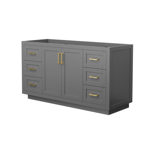 Wyndham WCF292960SGGCXSXXMXX Miranda 60 Inch Single Bathroom Vanity in Dark Gray, No Countertop, No Sink, Brushed Gold Trim