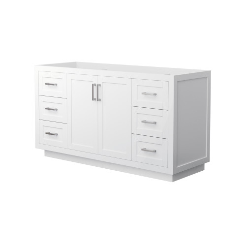 Wyndham WCF292960SWHCXSXXMXX Miranda 60 Inch Single Bathroom Vanity in White, No Countertop, No Sink, Brushed Nickel Trim
