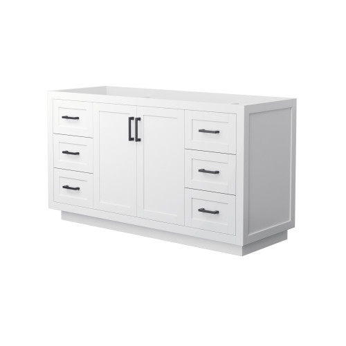 Wyndham WCF292960SWBCXSXXMXX Miranda 60 Inch Single Bathroom Vanity in White, No Countertop, No Sink, Matte Black Trim