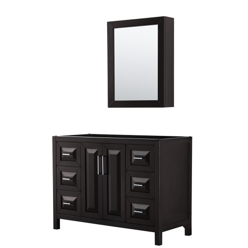 Wyndham WCV252548SDECXSXXMED Daria 48 Inch Single Bathroom Vanity in Dark Espresso, No Countertop, No Sink, and Medicine Cabinet Wyndham WCV252548SDECXSXXMED Daria 48 Inch Single Bathroom Vanity in Dark Espresso, No Countertop, No Sink, and Medicine Cabinet