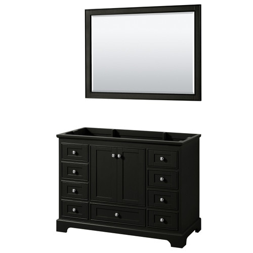 Wyndham WCS202048SDECXSXXM46 Deborah 48 Inch Single Bathroom Vanity in Dark Espresso, No Countertop, No Sink, and 46 Inch Mirror