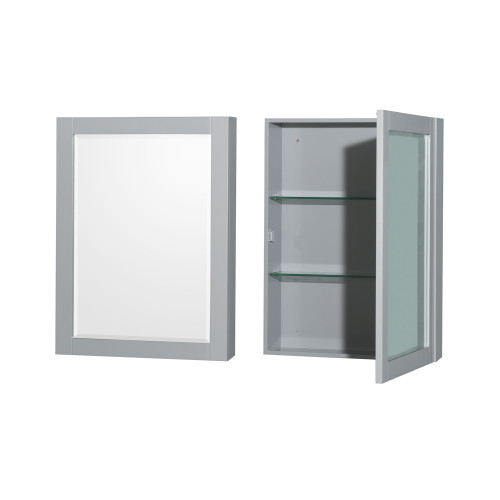 Wyndham WCS141436SGYWCUNSMED Sheffield 36 Inch Single Bathroom Vanity in Gray, White Cultured Marble Countertop, Undermount Square Sink, Medicine Cabinet