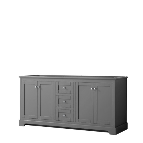 Wyndham WCV232372DKGCXSXXMXX Avery 72 Inch Double Bathroom Vanity in Dark Gray, No Countertop, No Sinks, and No Mirror
