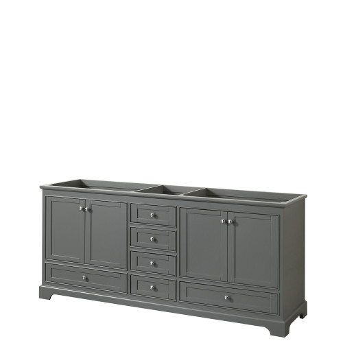 Wyndham WCS202080DKGCXSXXMXX Deborah 80 Inch Double Bathroom Vanity in Dark Gray, No Countertop, No Sinks, and No Mirrors