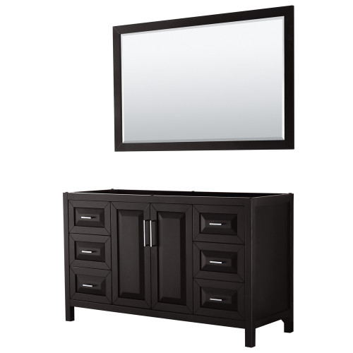 Wyndham WCV252560SDECXSXXM58 Daria 60 Inch Single Bathroom Vanity in Dark Espresso, No Countertop, No Sink, and 58 Inch Mirror