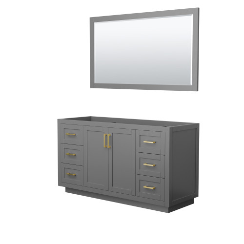 Wyndham WCF292960SGGCXSXXM58 Miranda 60 Inch Single Bathroom Vanity in Dark Gray, No Countertop, No Sink, Brushed Gold Trim, 58 Inch Mirror