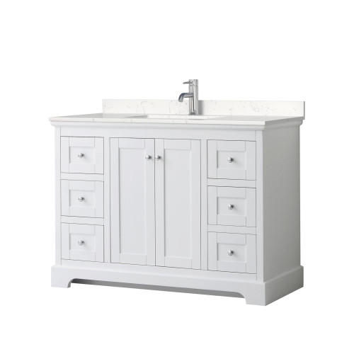 Wyndham WCV232348SWHC2UNSMXX Avery 48 Inch Single Bathroom Vanity in White, Light-Vein Carrara Cultured Marble Countertop, Undermount Square Sink, No Mirror Wyndham WCV232348SWHC2UNSMXX Avery 48 Inch Single Bathroom Vanity in White, Light-Vein Carrara Cultured Marble Countertop, Undermount Square Sink, No Mirror