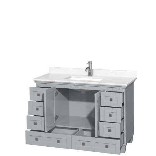 Wyndham WCV800048SOYC2UNSMXX Acclaim 48 Inch Single Bathroom Vanity in Oyster Gray, Light-Vein Carrara Cultured Marble Countertop, Undermount Square Sink, No Mirror