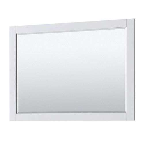 Wyndham WCV232348SWHC2UNSM46 Avery 48 Inch Single Bathroom Vanity in White, Light-Vein Carrara Cultured Marble Countertop, Undermount Square Sink, 46 Inch Mirror