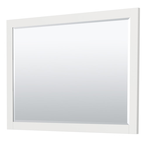 Wyndham WCF292948SWHC2UNSM46 Miranda 48 Inch Single Bathroom Vanity in White, Light-Vein Carrara Cultured Marble Countertop, Undermount Square Sink, Brushed Nickel Trim, 46 Inch Mirror