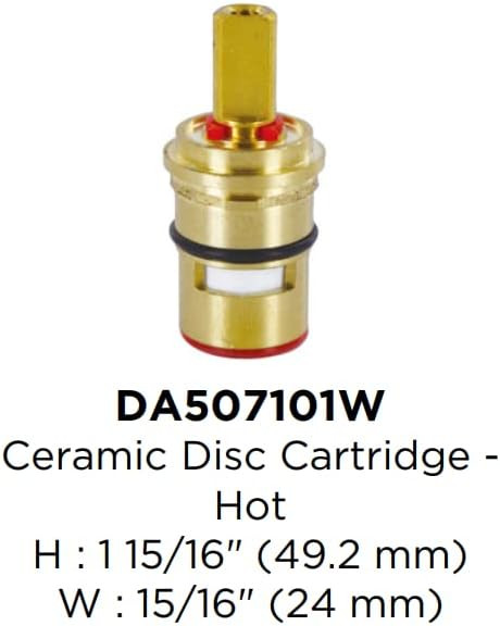 Gerber Brass Ceramic Disc Cartridge Hot Side D Shaped For Melrose And Sheridan - DA507101W