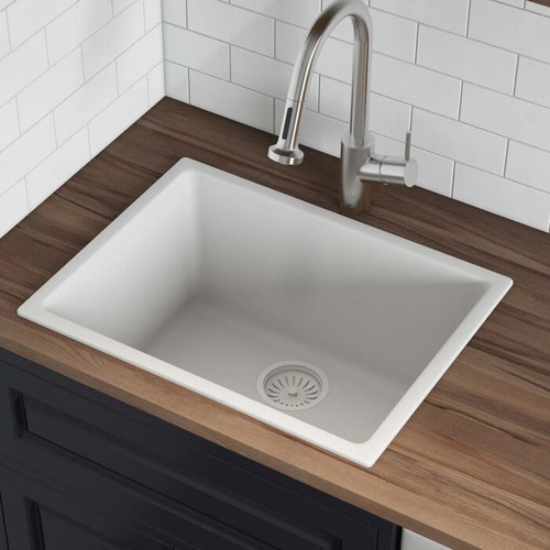 Ruvati 24-inch Fireclay Undermount / Drop-in Topmount Kitchen Sink Single Bowl - White - RVL2420WH