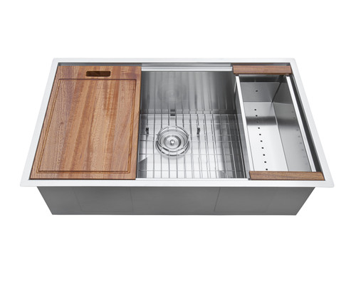 Ruvati 28-inch Workstation Ledge Undermount 16 Gauge Stainless Steel Kitchen Sink Single Bowl - RVH8309