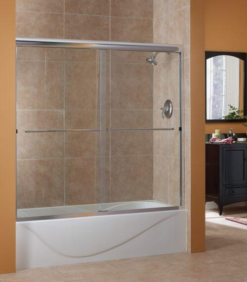 Foremost CVST5455-CL-SV Cove Frameless Sliding Tub Door 54" W x 55" H with Clear Glass - Silver