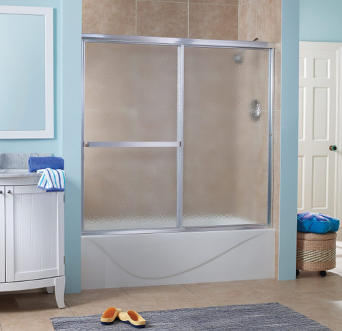 Craft + Main LKST6055-OB-SV Lakeside Framed Tub Door 60" W x 55" H with Obscure Glass - Silver