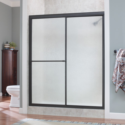 Craft + Main Tides Framed Sliding Shower Tub Door 60" W x 70" H with Rain Glass - Oil Rubbed Bronze - TDSS6070-RN-OR