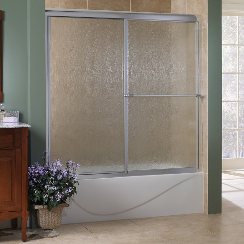 Foremost TDST9999-RN-SV Tides Custom Framed Sliding Shower Tub Door 72" W x 58" H with Rain Glass - Silver