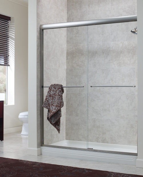 Foremost CVSS6072-CL-BN Cove 6MM Sliding Shower Door 60" W x 72" H with Clear Glass - Brushed Nickel