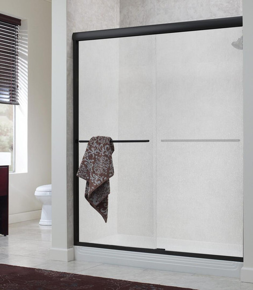 Foremost CVSS9999-RN-OR Cove Frameless Sliding Shower Door 72 in. W x 78 in. H with Rain Glass - Oil Rubbed Bronze