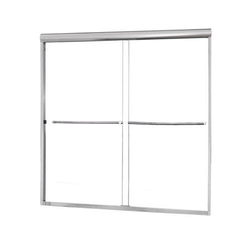 Craft + Main CVST6060-CL-SV 6MM Frameless Sliding Shower Door 60" W x 60" H with Clear Glass - Silver Trim