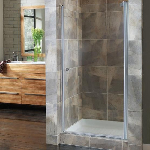 Foremost CVSW3365-CL-SV Cove Frameless Pivot Swing Shower Door 32.5" W x 65" H with Clear Glass - Silver