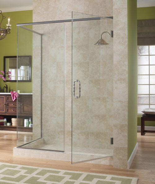 Foremost MRCDNPR4-CL-SV Marina Frameless Swing Shower Door with Inline Panel and 90 Degree Return Panel 60" W x 78" H - Silver