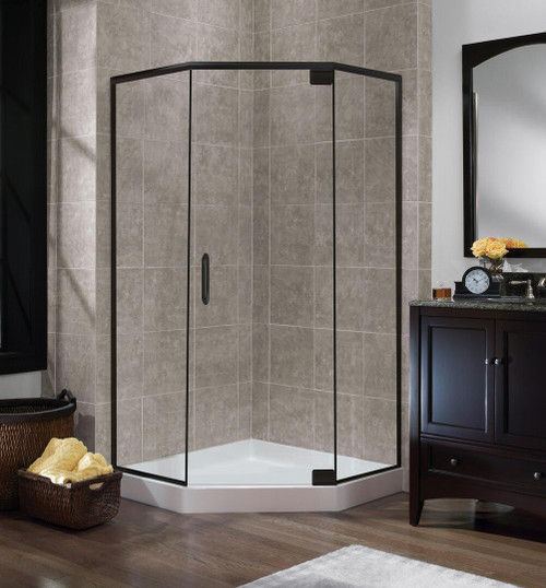 Foremost MRCNEO80-CL-PN Marina Frameless Neo Angle Shower Door 36" W x 80" H with Clear Glass - Polished Nickel