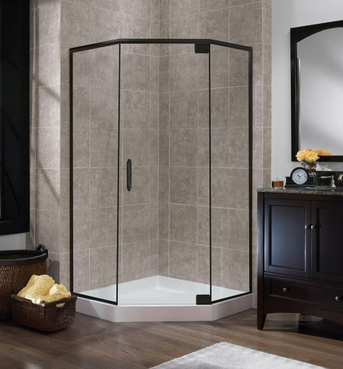 Foremost MRCNEO80-CL-SC Marina Frameless Neo Angle Shower Door 36" W x 80" H with Clear Glass - Satin Chrome