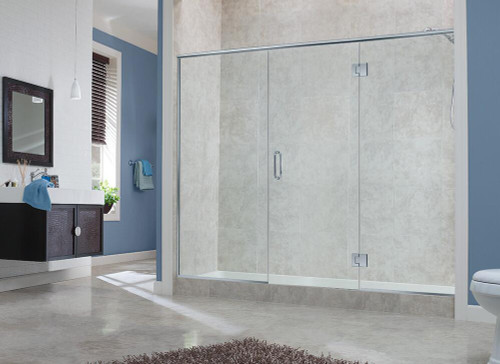 Foremost MRCPDNP1-CL-PN Marina Frameless Panel-Door-Panel Shower Door 60" W x 74" H with Clear Glass - Polished Nickel