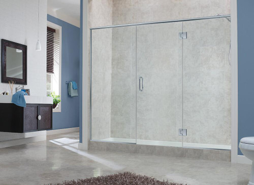 Foremost MRCPDNP2-CL-SC Marina Frameless Panel-Door-Panel Shower Door 60" W x 78" H with Clear Glass - Satin Chrome