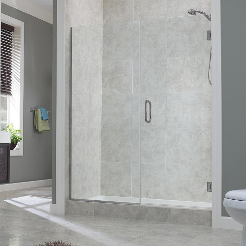 Foremost MRCSDNP1-CL-PN Marina Frameless Swing Shower Door with Inline Panel 48" W x 74" H Clear Glass - Polished Nickel