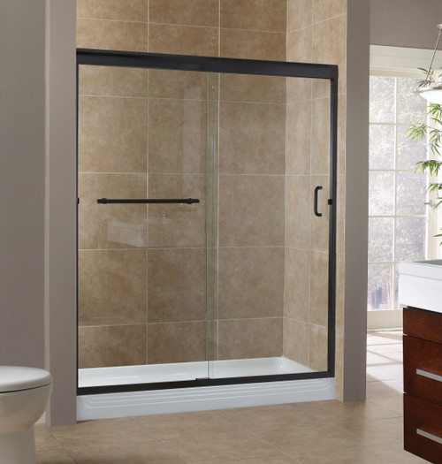 Foremost MRSS9999-CL-OR Marina Frameless Sliding Shower Door 72 in. W x 78 in. H with Clear Glass - Oil Rubbed Bronze