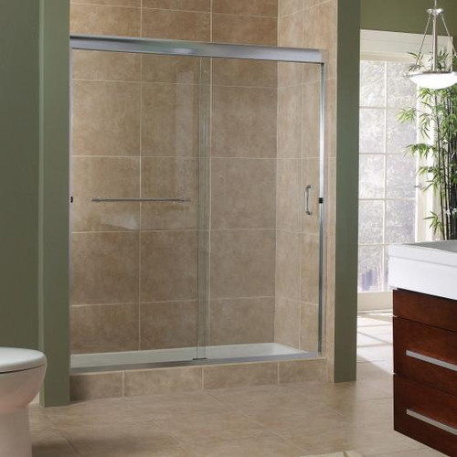 Foremost MRSS9999-RN-BN Marina Custom Frameless Sliding Shower Door 72 in. W x 78 in. with Rain Glass - Brushed Nickel