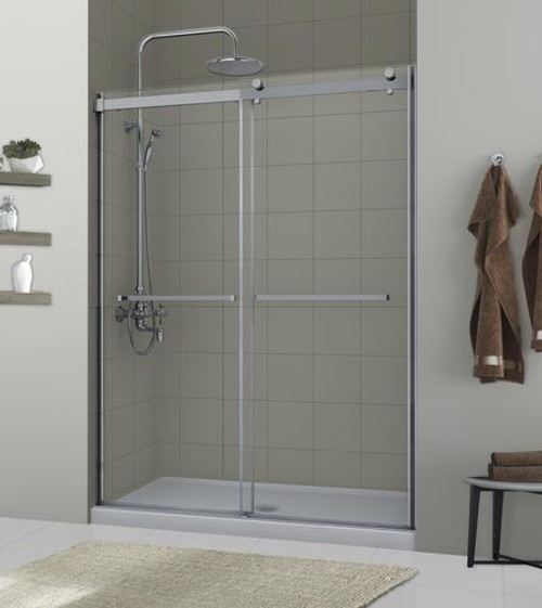 Foremost LGDR4876-CL-BN Lagoon 5/16? Frameless Double Roller Shower Doors 47" W x 76" H with Clear Glass - Brushed Nickel