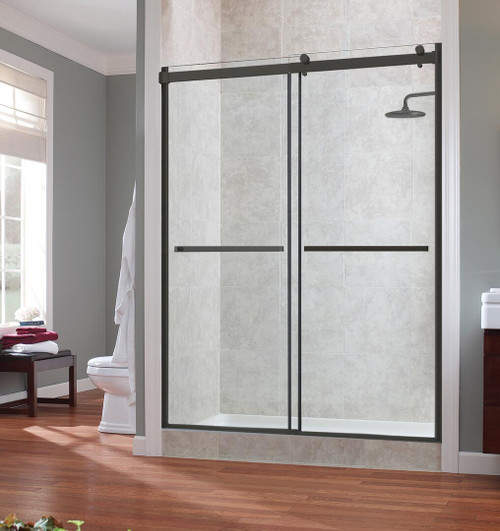 Foremost LGDR4876-CL-MB Lagoon 5/16? Frameless Double Roller Shower Doors 47" W x 76" H with Clear Glass - Matte Black