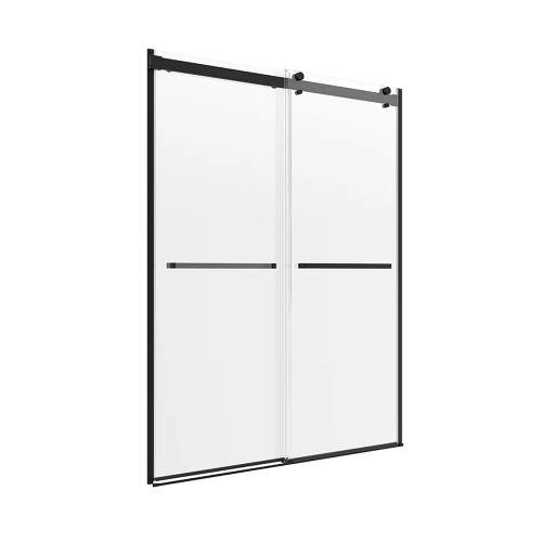 Craft + Main Lagoon Frameless Double Roller Shower Doors 59" W x 63" H with Clear Glass - Matte Black Trim - LGDR6063-CL-MB