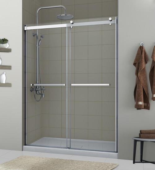Foremost LGDR6063-CL-SV Lagoon Frameless Double Roller Shower Doors 59" W x 63" H with Clear Glass - Silver
