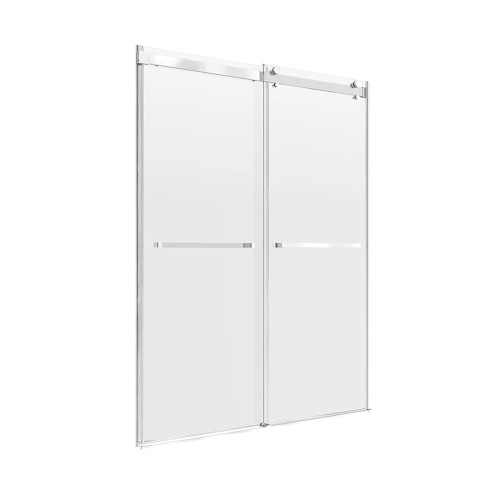 Craft + Main LGDR6076-CL-SV Lagoon Frameless Double Roller Shower Doors 59" W x 76" H with Clear Glass - Silver Trim