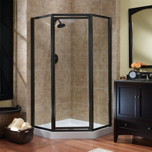 Foremost TDNA0470-CL-OR Tides Framed Neo Angle Shower Door with 24" W x 70" H with Clear Glass - Oil Rubbed Bronze