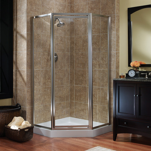 Foremost TDNA0570-CL-BN Tides Framed Neo Angle Shower Door with 24" W x 70" H with Clear Glass - Brushed Nickel