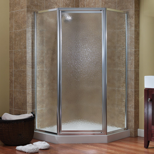 Craft + Main TDNA0570-OB-SV Tides Framed Neo Angle Shower Door with 24" W x 70" H with Obscure Glass - Silver