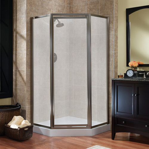 Foremost TDNA0570-RN-BN Tides Framed Neo Angle Shower Door with 24" W x 70" H with Rain Glass - Brushed Nickel