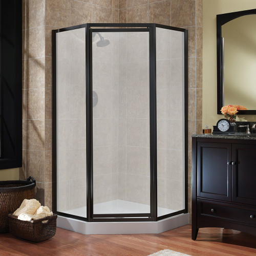 Foremost TDNA0570-RN-OR Tides Framed Neo Angle Shower Door with 24" W x 70" H with Rain Glass - Oil Rubbed Bronze